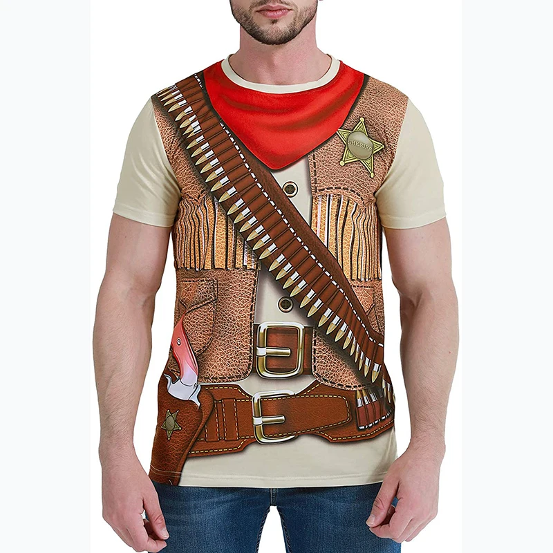 

Pirate Costume 3d Printed T Shirt Men's Short Sleeve Carnival Casual T Shirt Novelty Comfortable Breathable Teenager Top