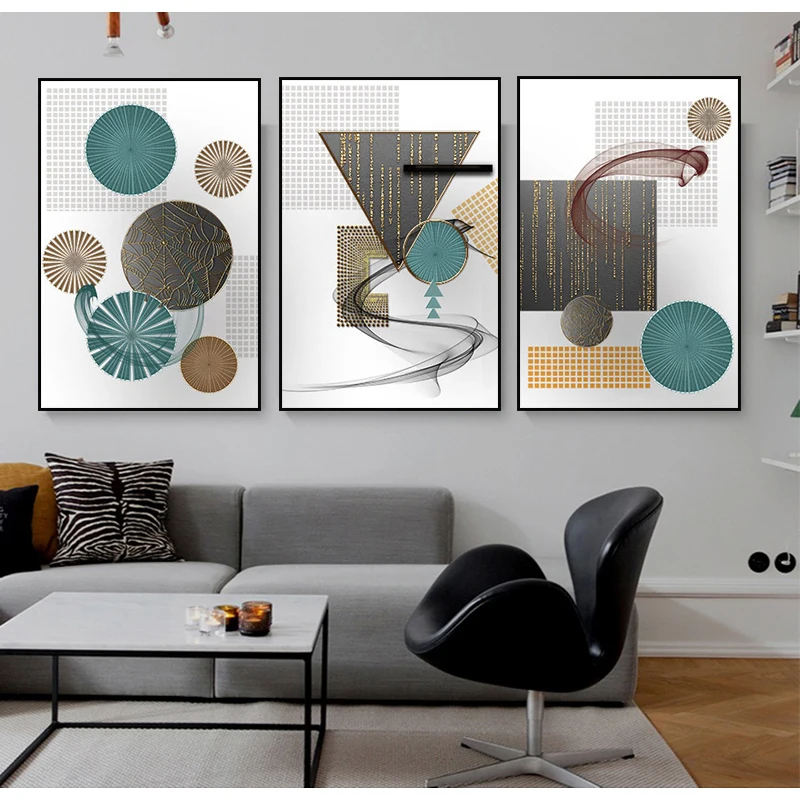 Абстрактная Геометрическая живопись холст искусство и принты Современная