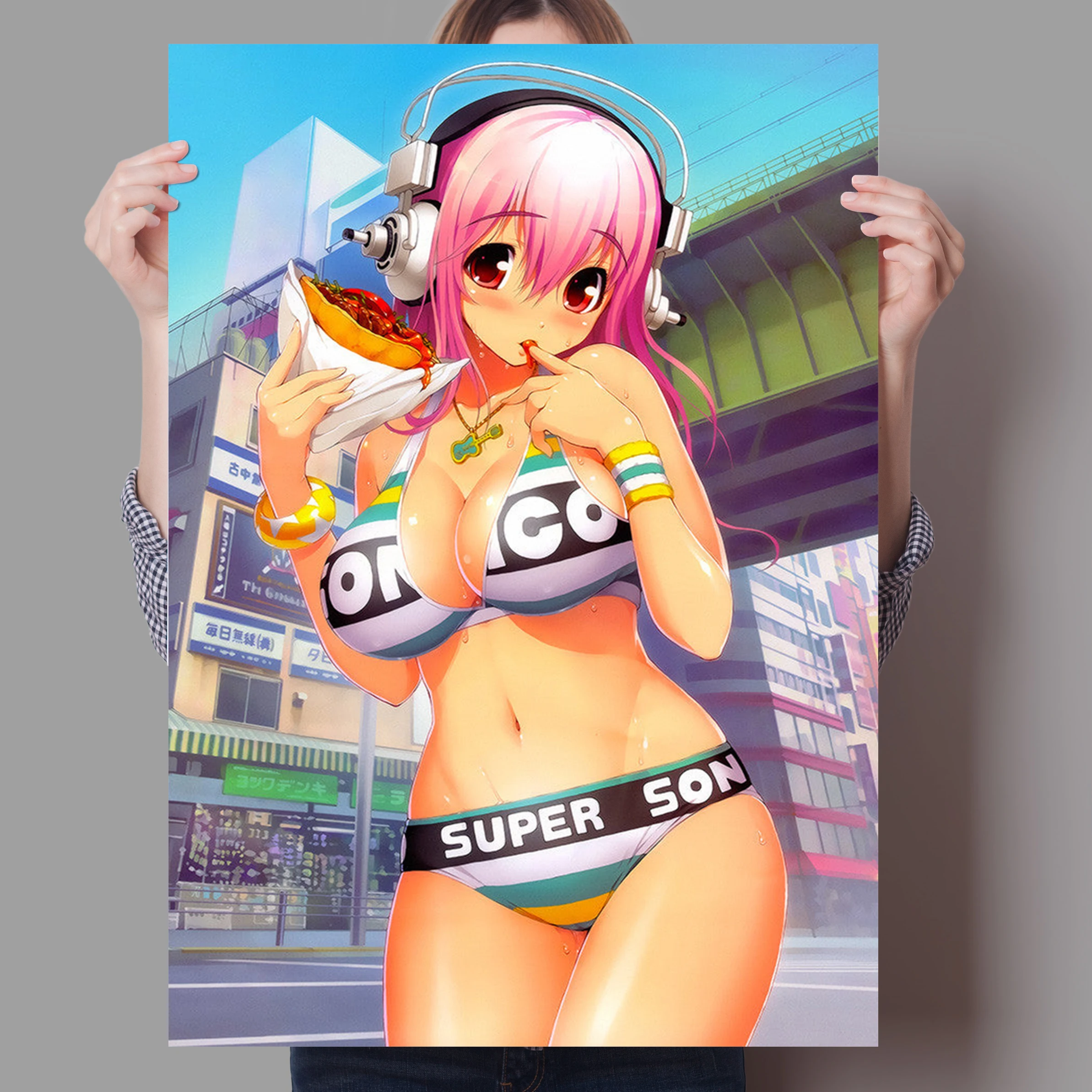 Супер Sonico игра сексуальная настенная картина на холсте аниме постеры