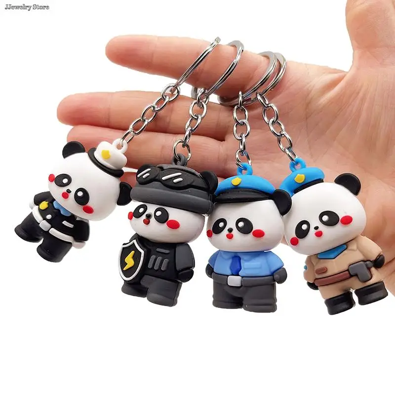 

1pc New Cartoon Panda Police Keychain Soft Glue Men's And Women's Bag Pendant Cute Cute Panda Pendant