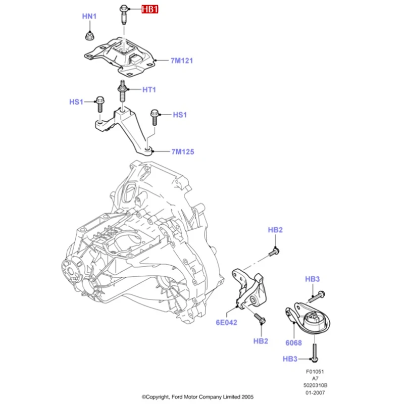 CT A7 Fo cu s A7 20 05, болт, болт кронштейна коробки передач, сборка двигателя, установленная на корпусе (art.: 3920ceea7e915) - 3920ceea7e915