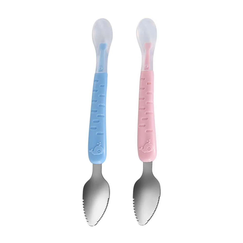 

Spoon Baby Spoons Silicone Feeding Training Dining Dessert Grapefruit Serrated Self Soft Infant Toddler Toddlersfood Child