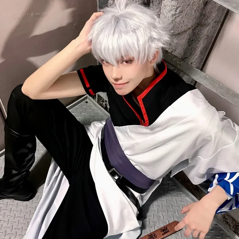 Фото Аниме Gintama Sakata Gintoki Косплей Костюм Топ Брюки Комплект Пояса Японское Кимоно Униформа Вечерние Карнавальный Костюм Женщины Мужчины Наряды №3