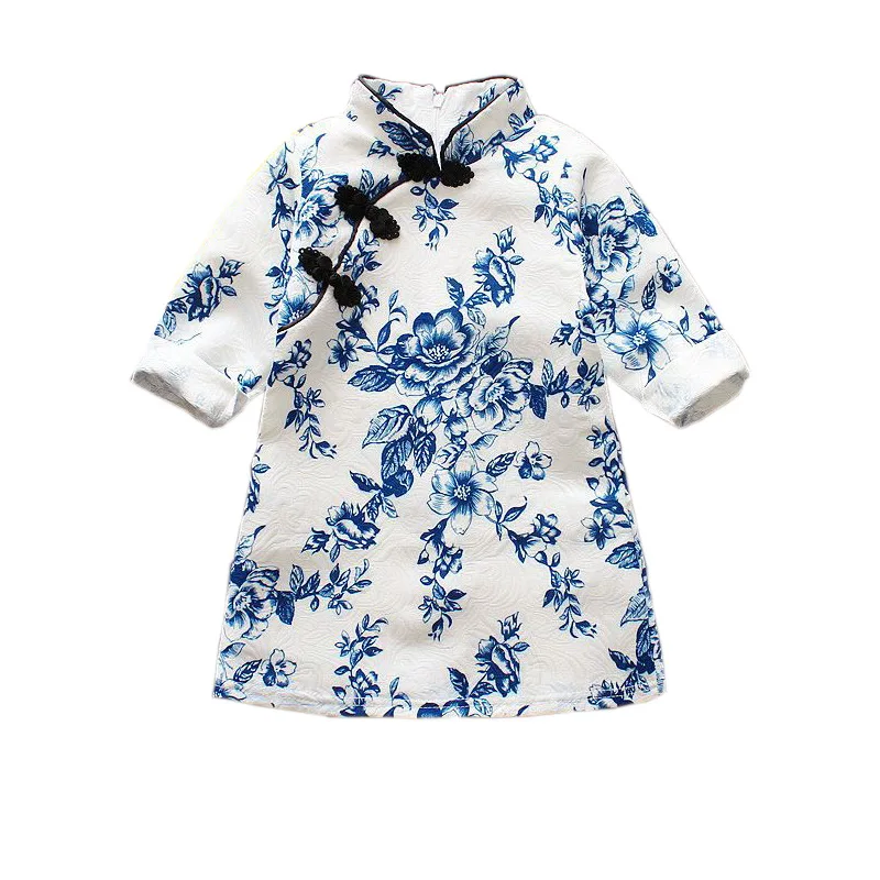 

Платье-мини в китайском стиле для девочек, на весну-осень