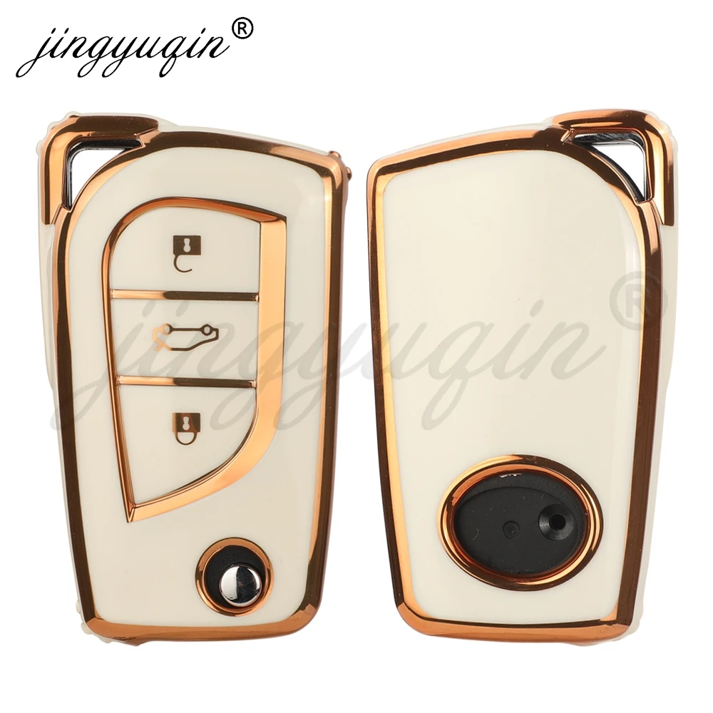 

Jingyuqin 3-кнопочный чехол для автомобильного ключа из ТПУ для Toyota Corolla Altis Auris Aygo Yaris Camry RAV4 Verso TC, аксессуары для брелока