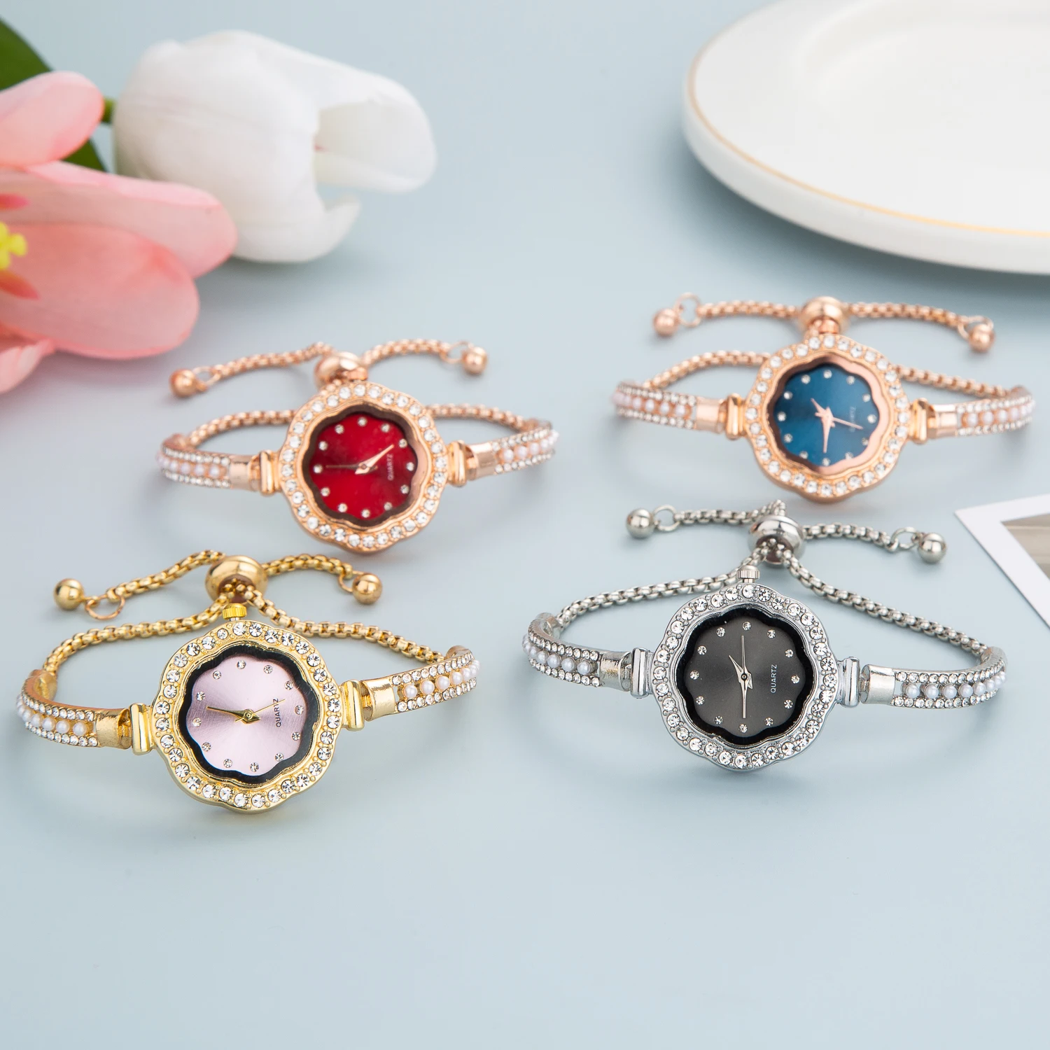 Cute Luxury Pink Watch for Woman 2023 Fashion Quartz Wristwatches Diamond Stainless Steel Watches for Womans Free Shiping