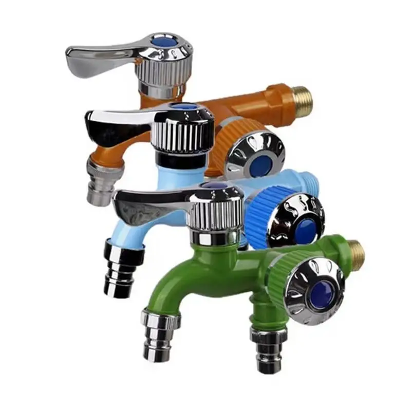 

1/2" Dual Control Faucet Dual Outlet Faucet Universal Interface Connector Home Bathroom Hose Irrigation Accessories Plastic