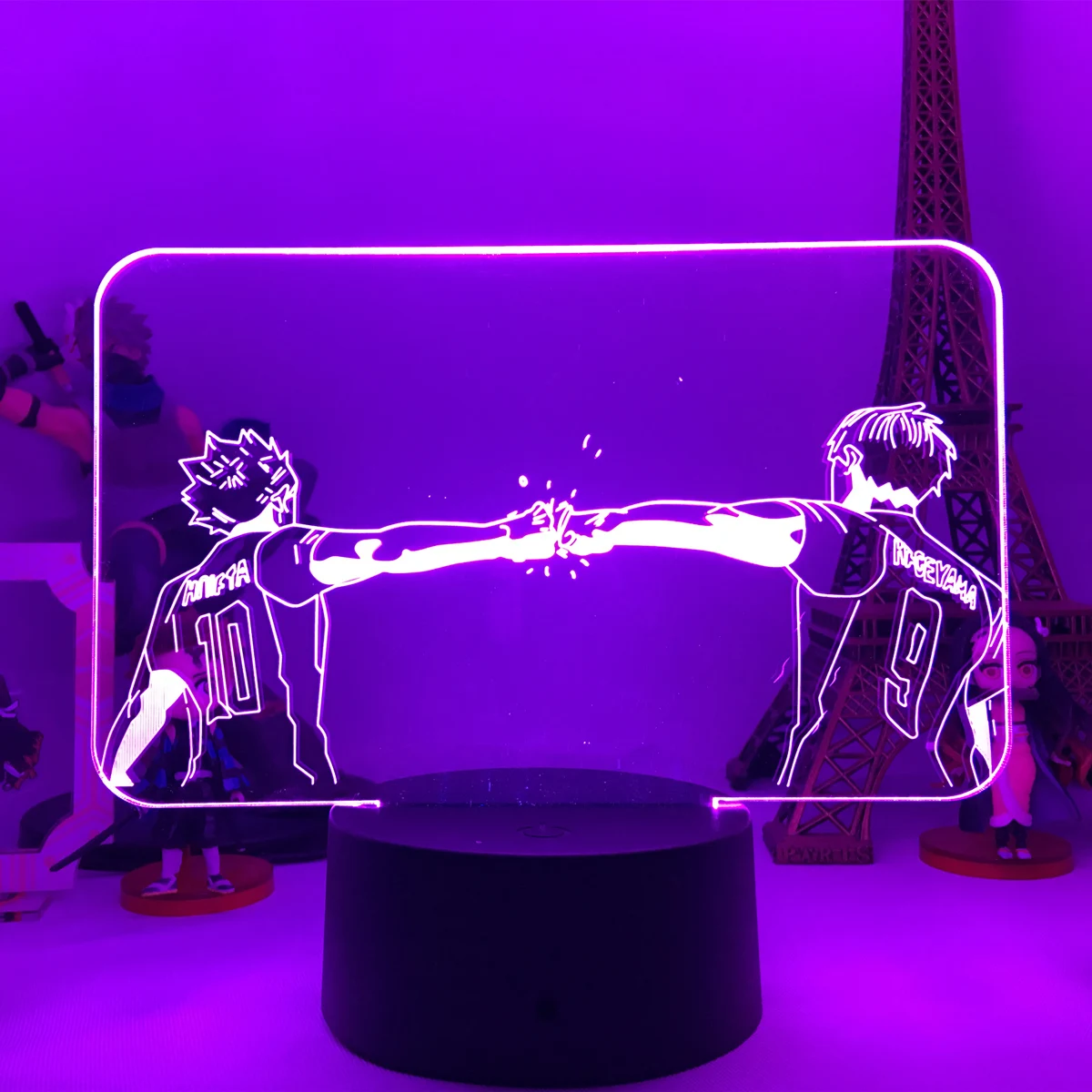 3D Светодиодный Ночник Аниме Haikyuu Акриловая Подставка Nishinoya &amp Tanaka Фигурка