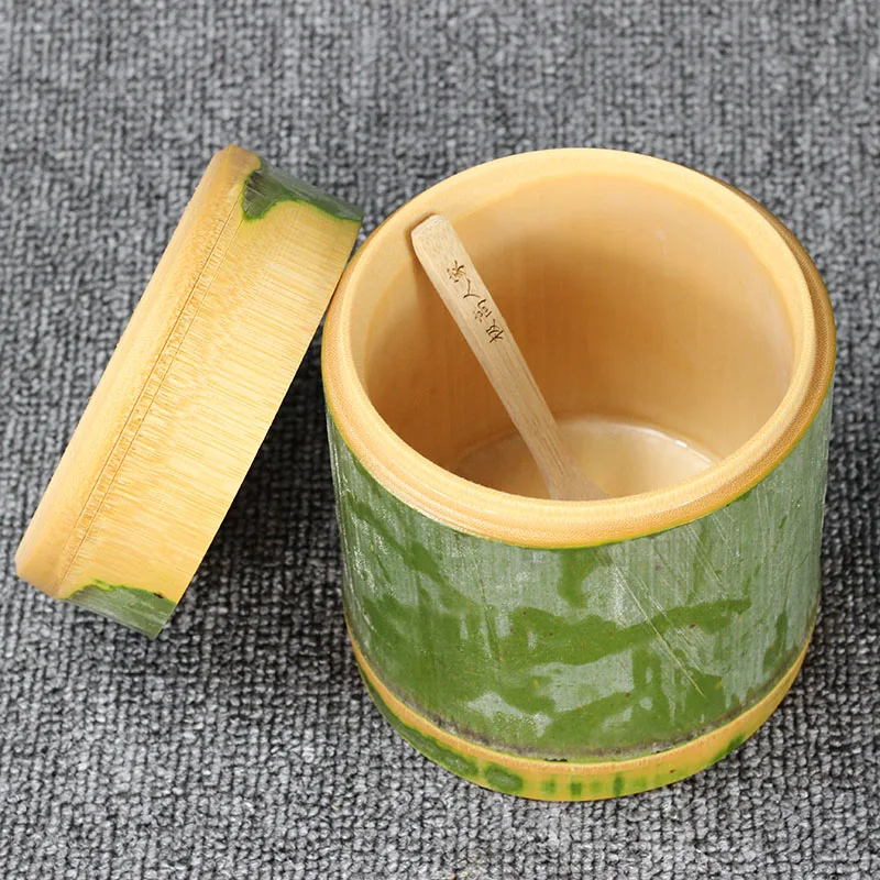 

Fresh Made Natural Bamboo Tube Rice Bowl Steamer with Lid Barrel Steamed Egg