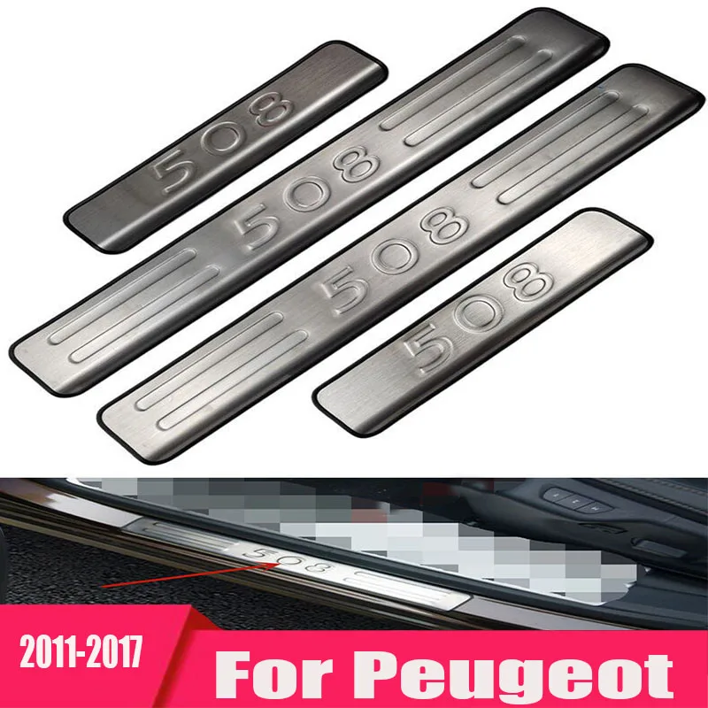

Модифицированные аксессуары для Peugeot 508 2011-2017, специальный логотип пороговой полосы, приветственная педаль, защита багажника, автомобильные...