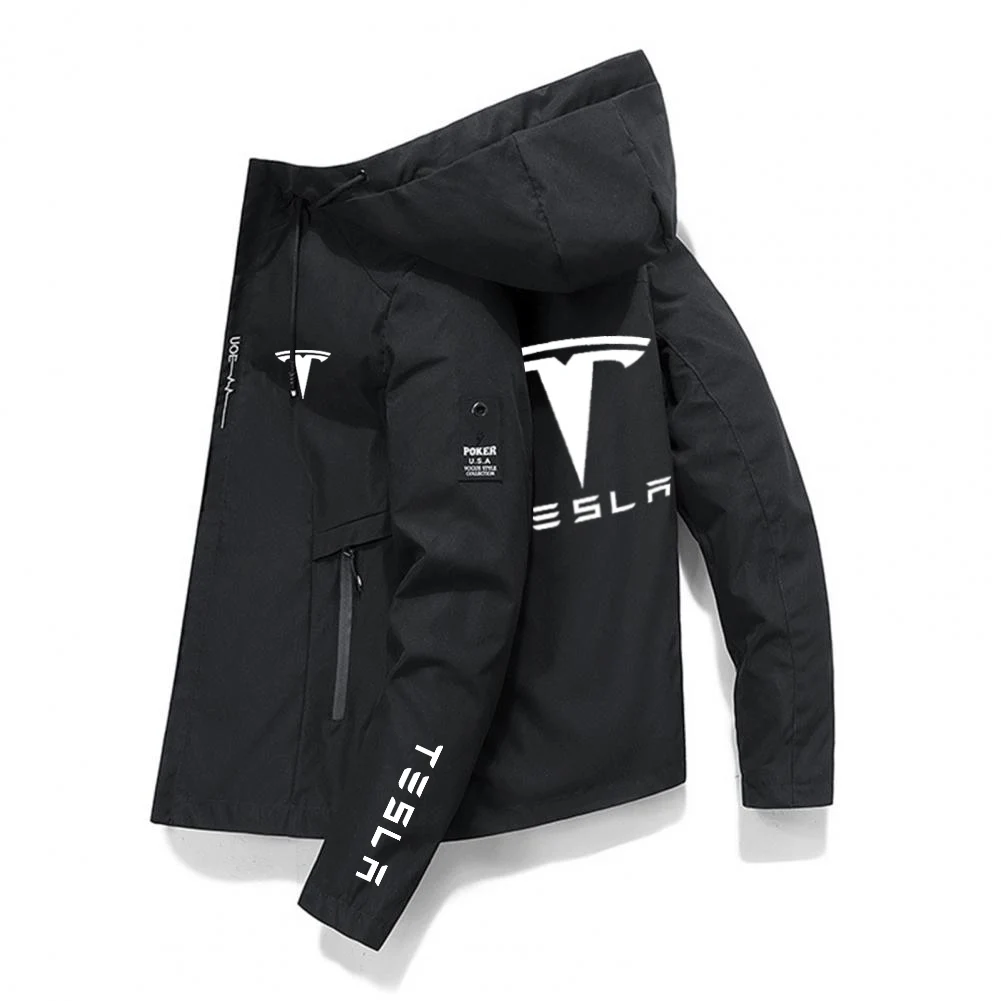 

Tesla Spring and Autumn new cropped jacket Men's windbreaker zipper jacket casual Tesla Motor logo jacket fashion outdoor advent