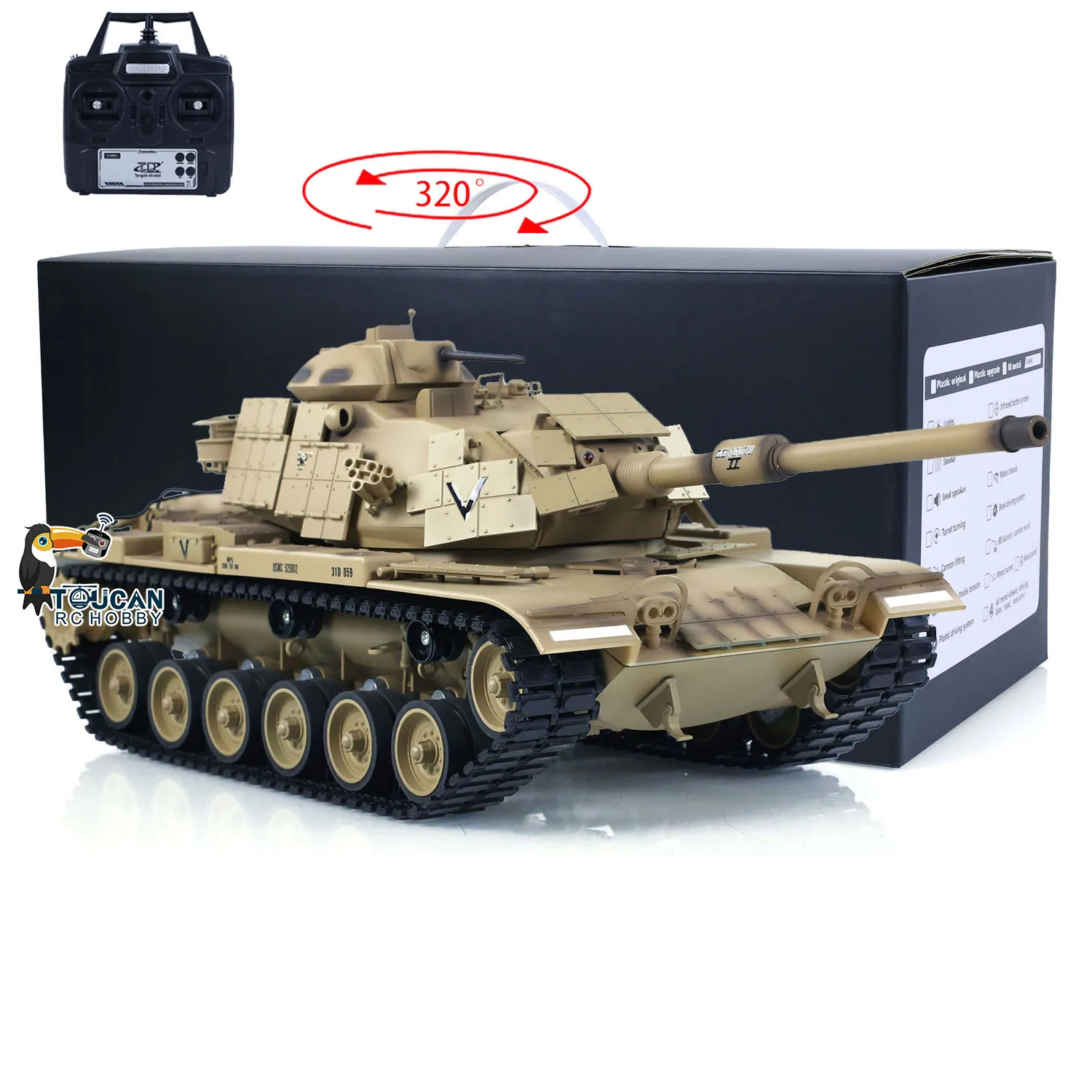 Модель Tongde 1/16 RTR RC Battle Tank M60A1 ERA США с дистанционным управлением BB Инфракрасная