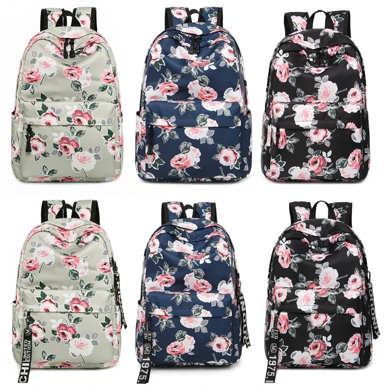 

Цветочная печать Женщины Девушки Нейлоновые рюкзаки Рюкзак Сумки Школьная сумка для книг