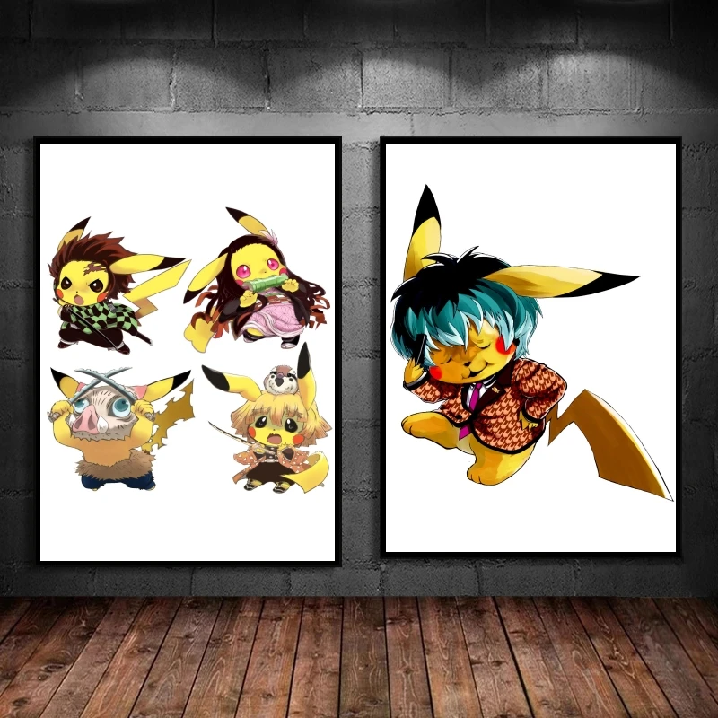 

Anime Posters Pokemon Pikachu Friends Gifts Wall Art Home Modular Painting Prints And Prints Cartoon Character Picture Classic