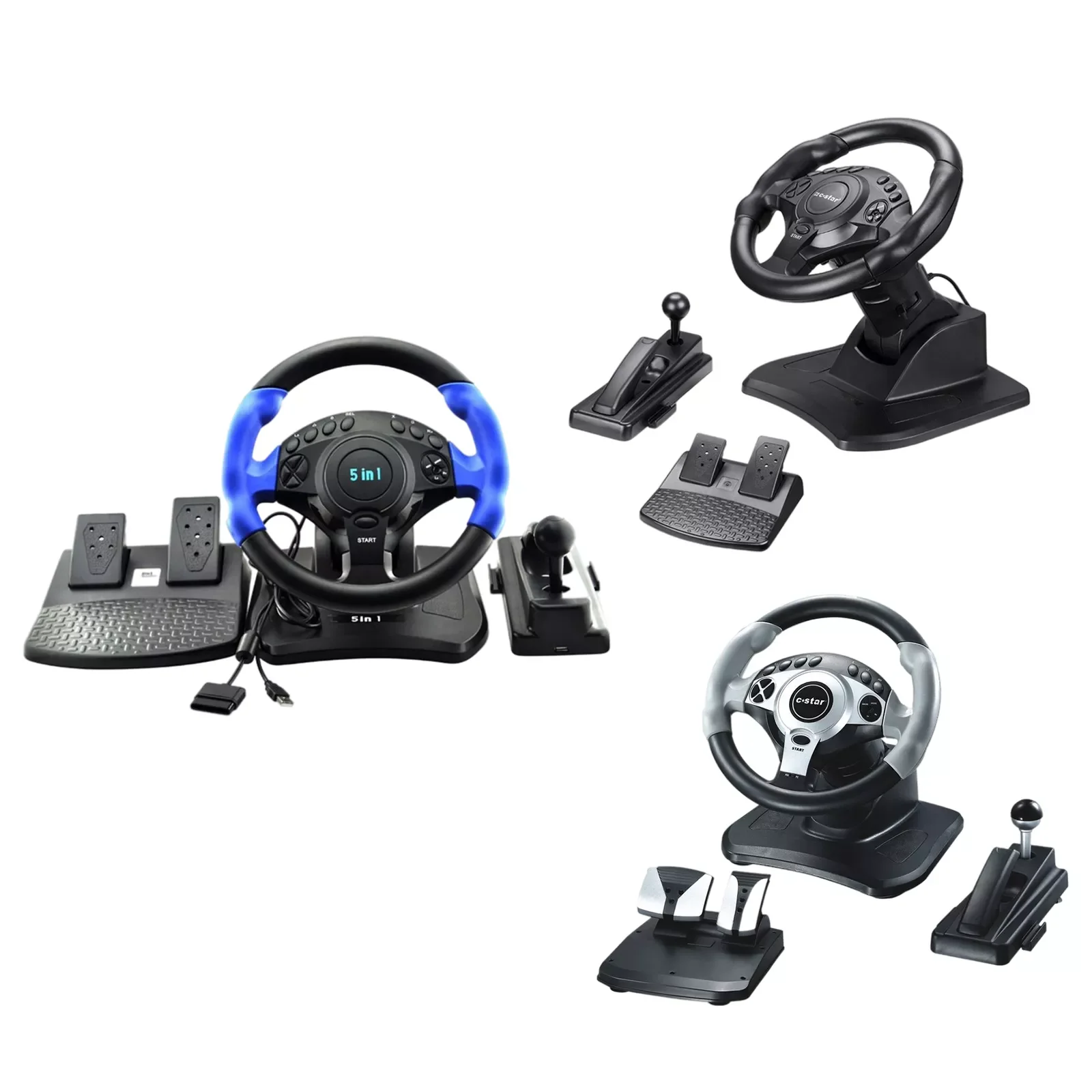 

NEW2023 Racing Wheel 270 Degree USB Vibration Car Sim Race Steering Wheel with Pedals for PS3 for PS4 for One/360 for Switch for