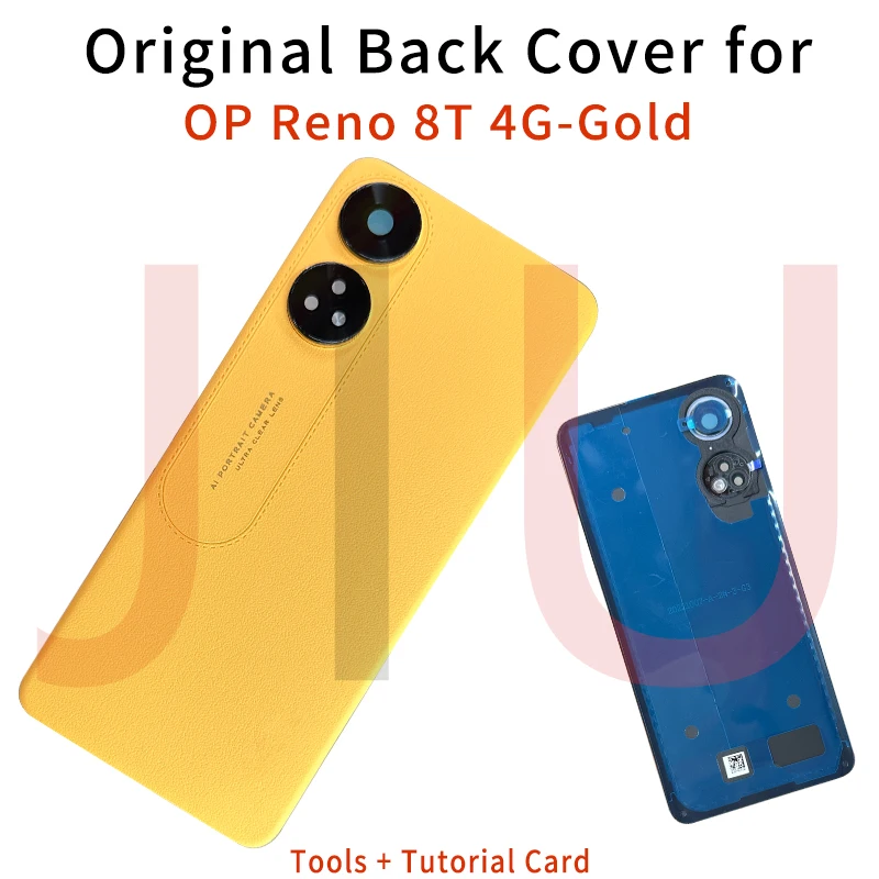 

Крышка батарейного отсека 6,43 "для Oppo Reno8 T со стеклянной рамкой камеры для заднего корпуса телефона Reno 8 T 4G, замена крышки телефона