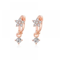hoyon sweet earrings inlaid with diamonds style five petals flower fresh temperament earrings 18k rose gold color jewelry gift