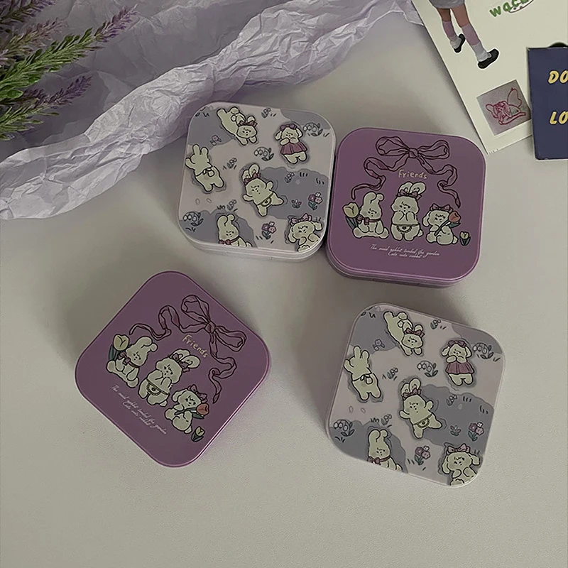 Милый мультяшный контейнер для хранения контактных линз девушек и женщин