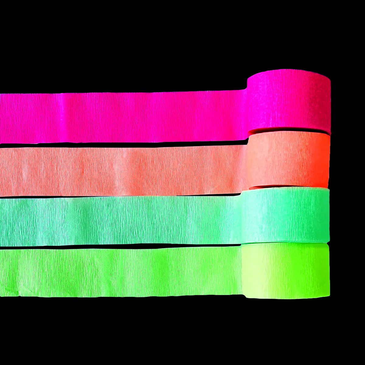 

25m/roll Crepe Paper Garlands Bar KTV Luminous Party Neon Streamer Kids Birthday Fluorescent Party Wedding Glowing Decoration