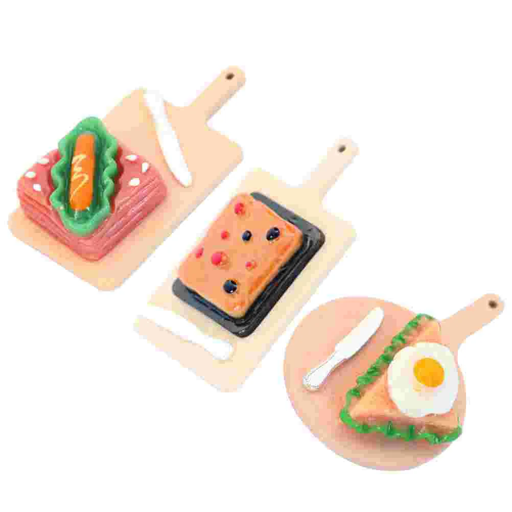 

3 Pcs Miniature Food Play Model Fake Tiny Pizza Tray Kitchen Scene Decor Serving Bread Simulated