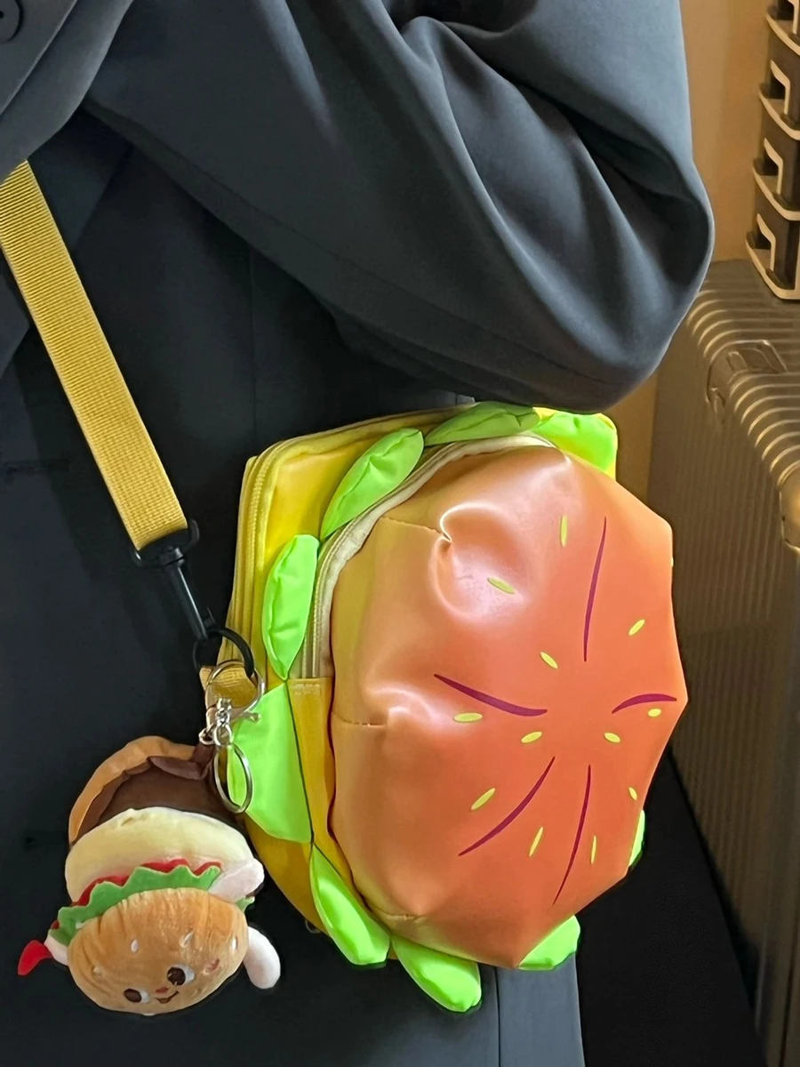 

Female Large Capacity PU Hamburger Crossbody Bag Funny Commuter Backpack