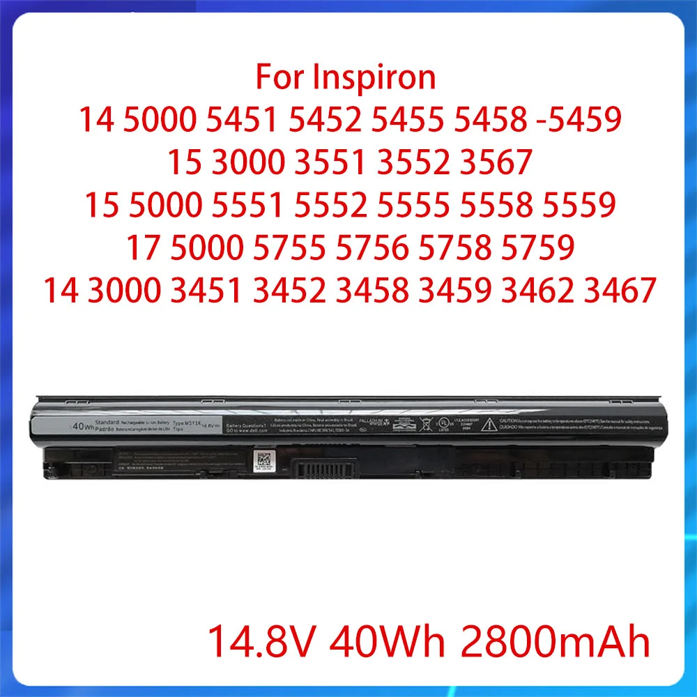Новый аккумулятор для ноутбука M5Y1K 14,8 в 40 Втч 2800 мАч для Inspiron 17-5755 5756 5758 14-5759 3451 3452 3458 3459 15-3462 3551