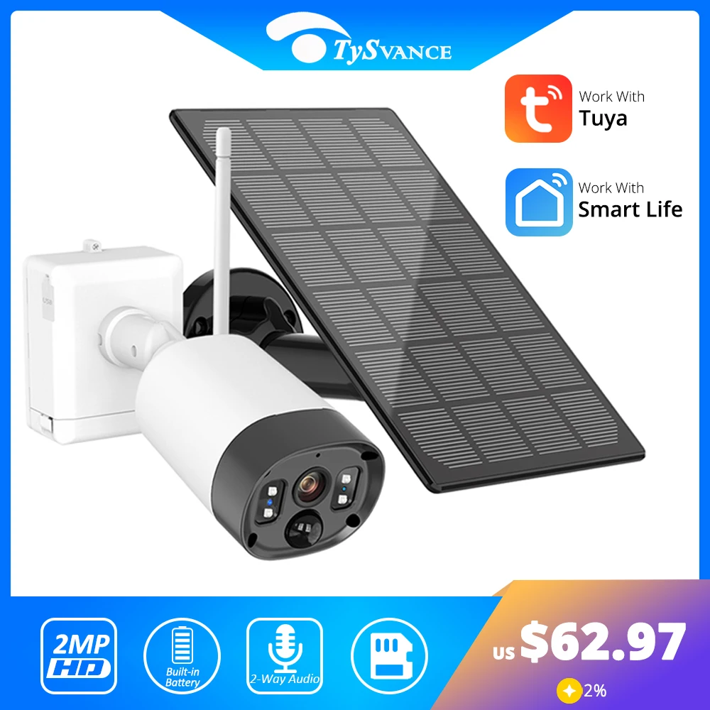 

Tuya Cloud AI 2MP WiFi Security Surveillance Bullet Camera Wireless Dual Light 10000Mah Rechargeable Battery Solar Panel IP66