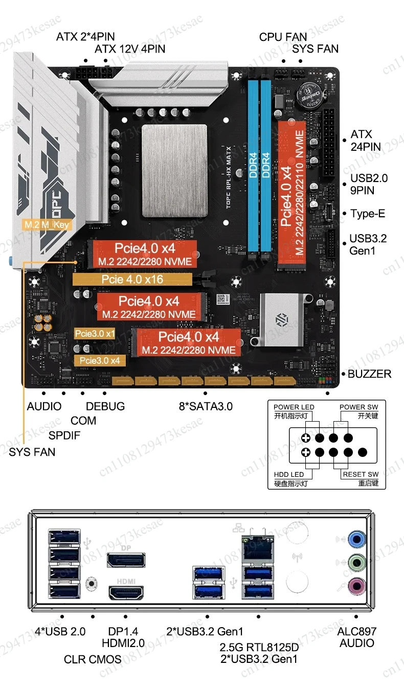 Фото Материнская плата Topton MATX NAS i9-14900HX |   4xNVMe 8xSATA USB4 |   Готово к использованию OpenClaw №1