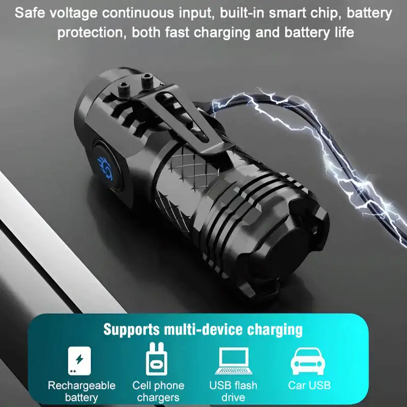 Трехглазый Monster Mini Flash Super Power фонарик сильный свет перезаряжаемый супер яркий