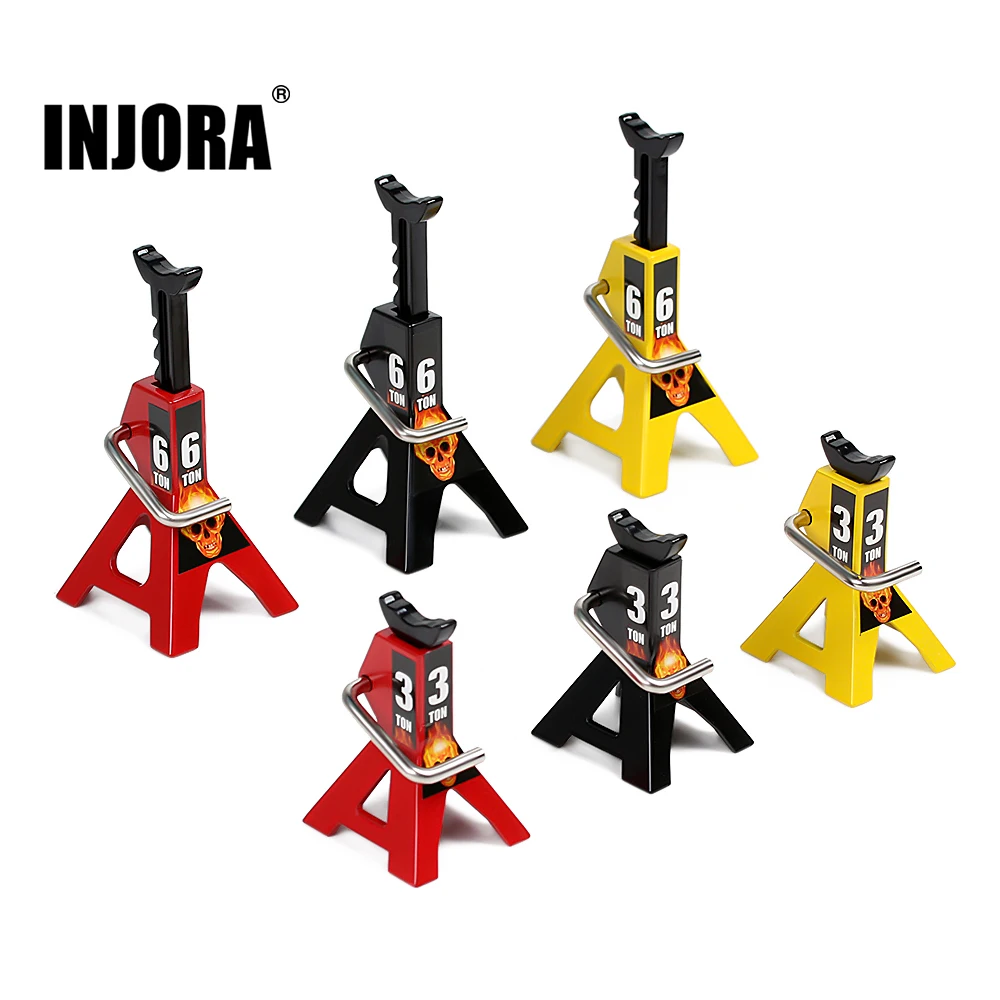 INJORA 2PCS Metal Height Adjustable 3T 6T Jack Repair Stand for 1/10 RC Crawler Car TRX4 TRX6 Axial SCX10 90046