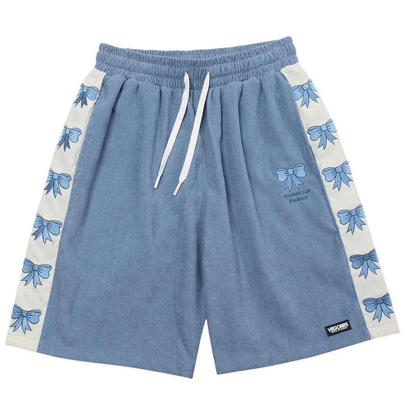 

Шорты мужские свободные с поясом на резинке, повседневные штаны в стиле пэчворк, уличная одежда с кулиской в стиле оверсайз, цветные блочные...