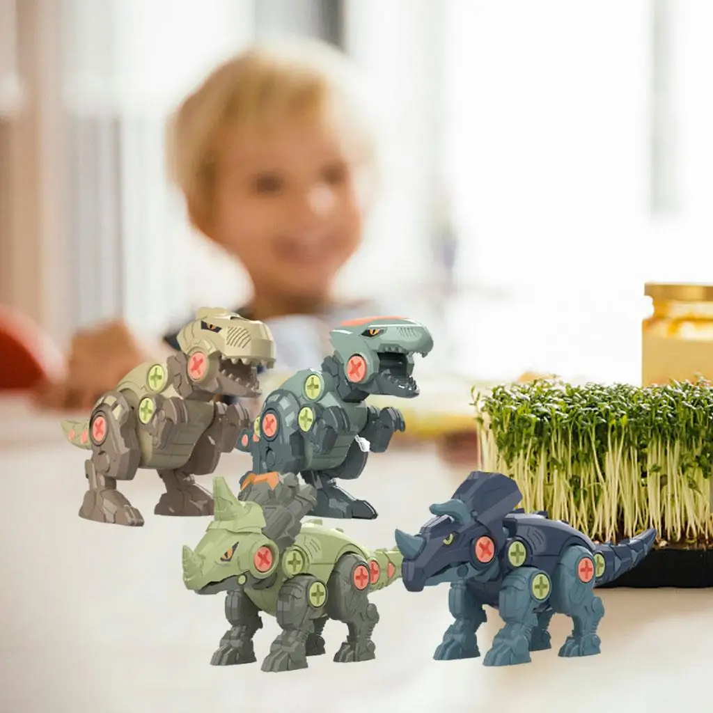 

4x Dinosaur Toys Construction Set Birthday Gifts Assemble Toys for Toddlers