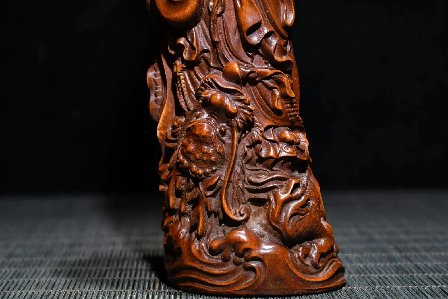 Китайские антиквариат винтажные резные изысканные статуи Дракона Кван Инь