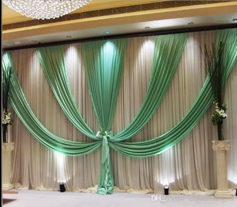 

Express Free 3x6M Meter Shipping Ice Silk Wedding Stage Backdrops Decoration Romantic Wedding Curtain With Swags Sequins