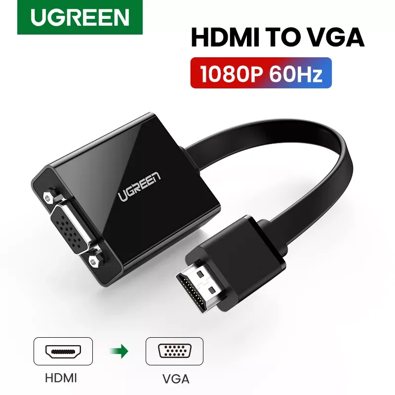 

UGREEN HDMI to VGA Adapter for PS4 Male To Famale Converter 1080P HDMI VGA Adapter With 3.5 Jack for TV Box PC HDMI to VGA