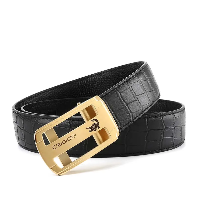

2022 New All-match Men Belts Steel Automatic Buckle Genuine Leather Waistband for Men Designer Excellent Strap Male