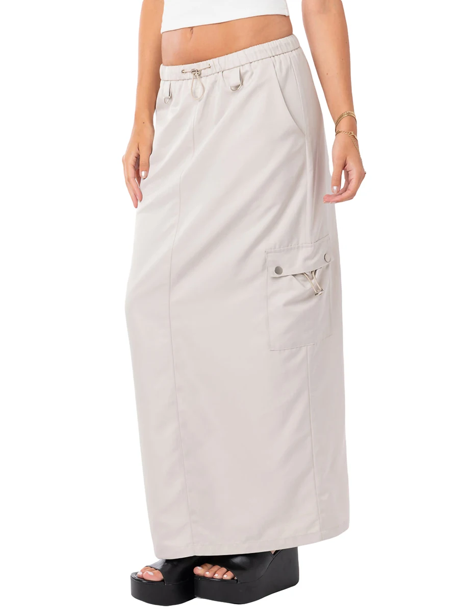 

Women Midi Skirt High Waist Boho A Line Long Split Skirt Y2K Bodycon Vintage Grunge Streetwear