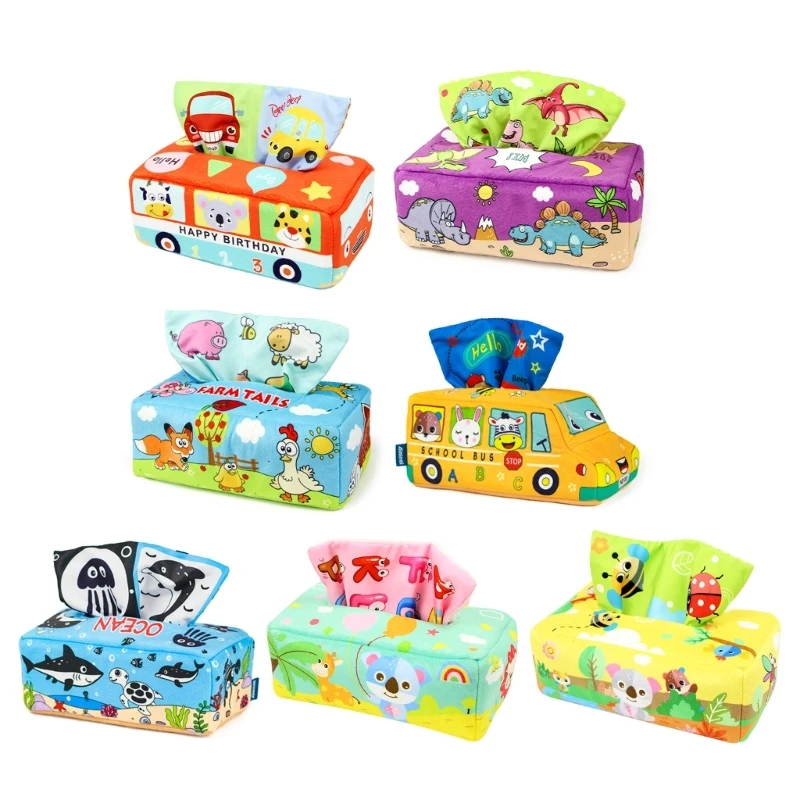 

Montessori Sensory Toy Babies Tissue Box Toy Colorful Soft Scarves Infant Toy M89C