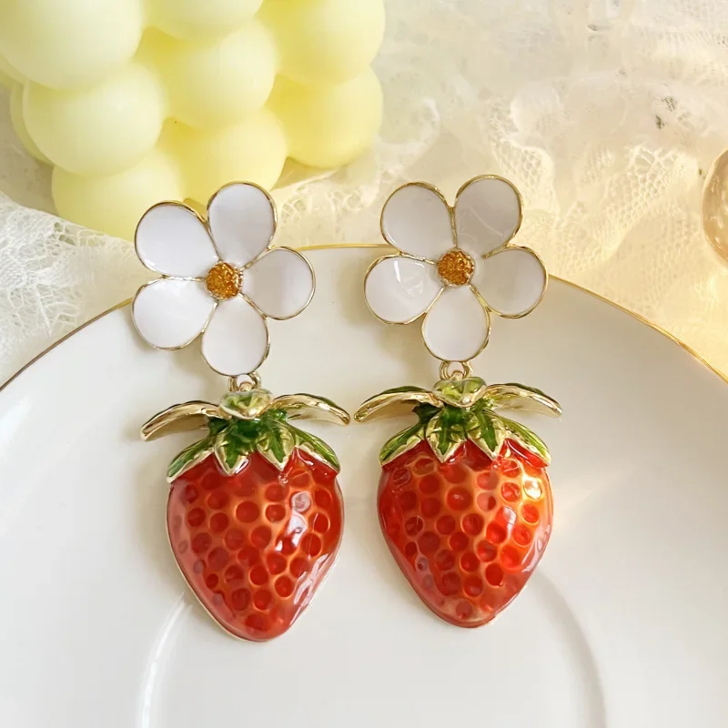 NISHIZAWA милые серьги с клубникой для женщин цветы капельная глазурь элегантные