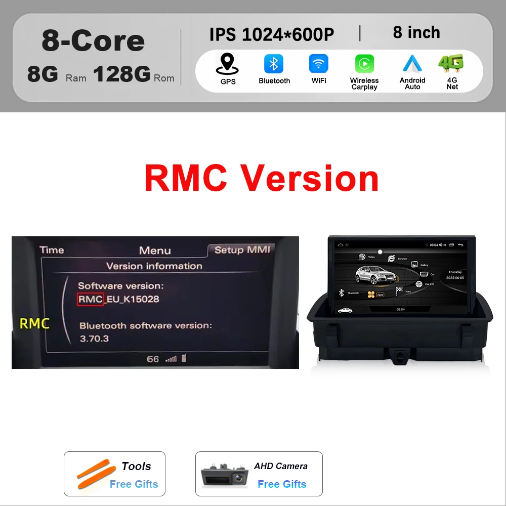 

Беспроводной CarPlay Android 15 для Audi Q3 2011-2018 Автомобильный мультимедийный радионавигатор GPS WIFI Проводной автоматический DSP 8-дюймовый сенсорный экран