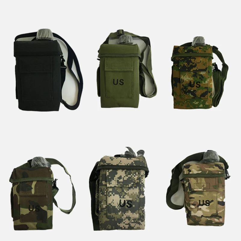 Уличная портативная камуфляжная бутылка для воды большой объем 2 л с ремешком и