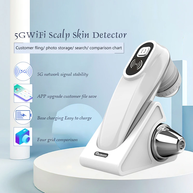 

UV Skin Analyzer 5G WIFI Scalp Skin Hair Follicle Detection Test 50X/200X Magnifying Oil Moisture Pigment Tester Face Detector