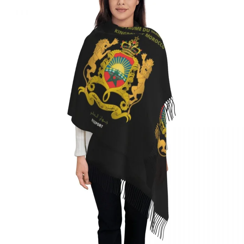 

Moroccan Passport Kingdom Of Morocco Tassel Scarf Women Soft Shawl Wrap Ladies Winter Scarves