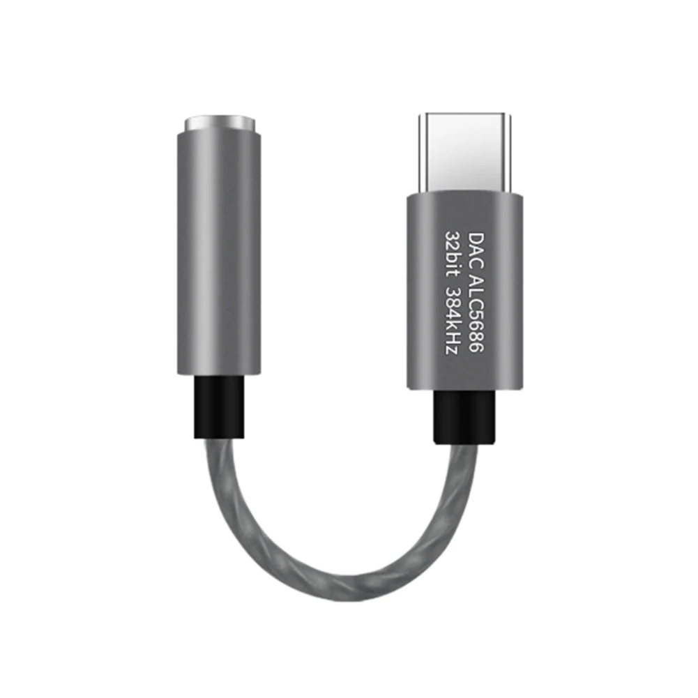 Адаптер DAC 32 бит 3 5 кГц Realtek ALC5686 USB к 384 мм для наушников SAMSUNG Smartphone (серый)