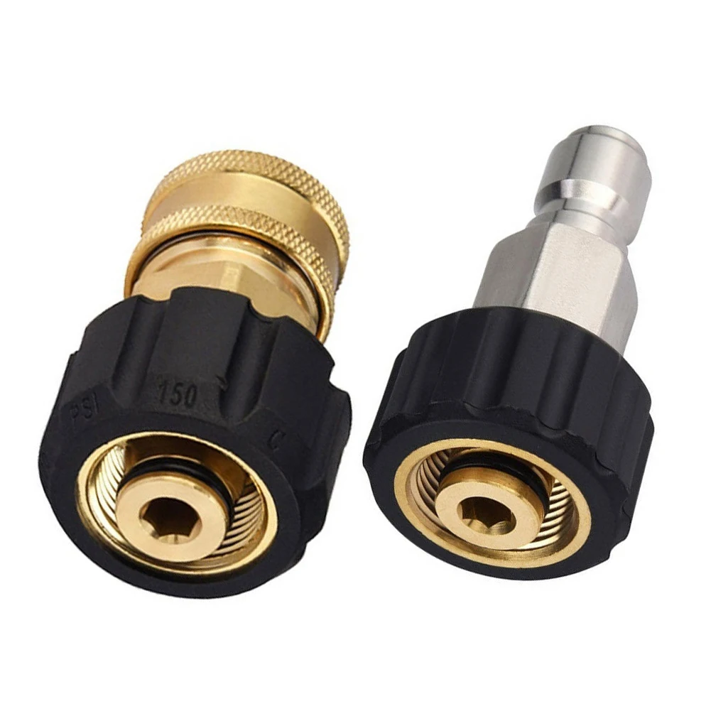 M22-14mm 3/8 Inch Pressure Washer Quick Connector Adapter Set Stainless Steel Ftting Adapter Swivel Quick Connect Plug Set