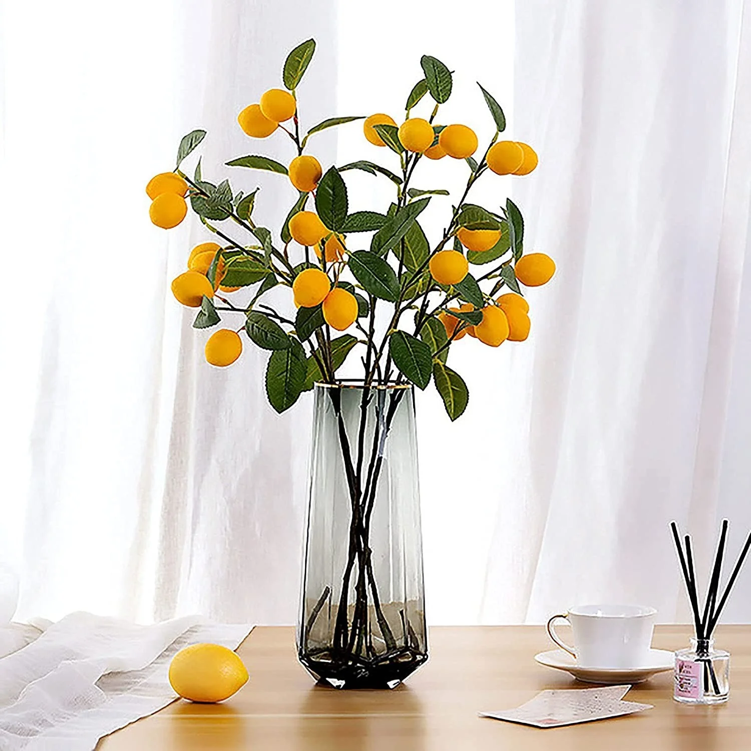 

Artificial Orange Branch Fake Flowers Imitation Leaves Decorative Lifelike Fake Fruit Props for Decorative Fruit Flower Props