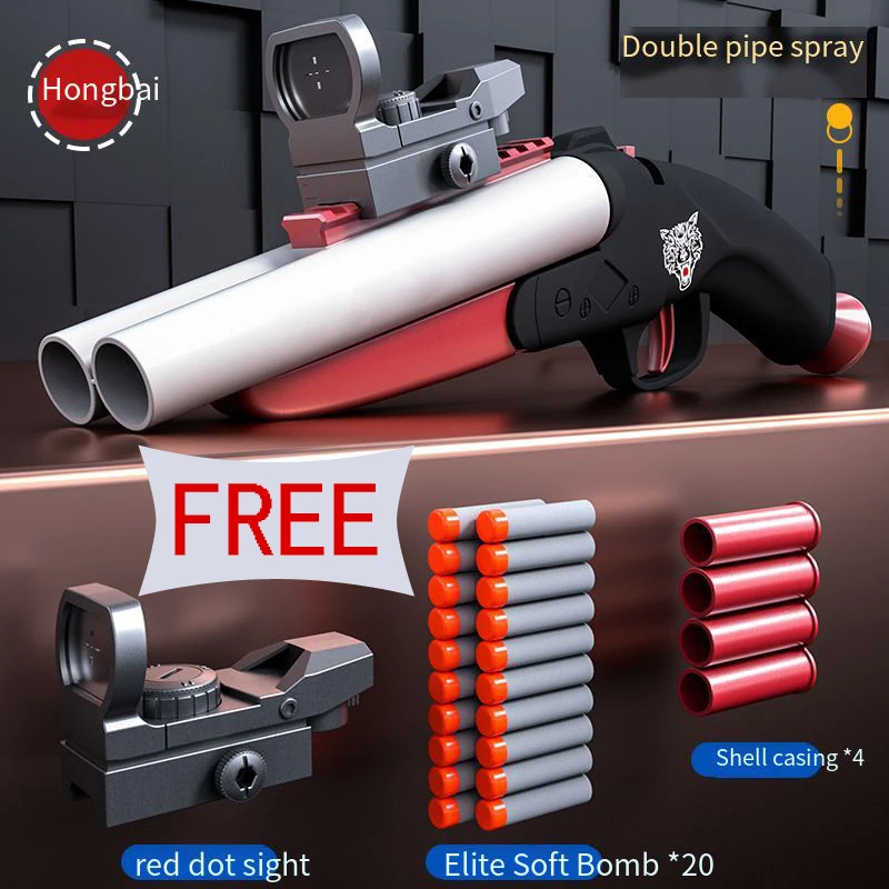 

Double-barreled Toy Gun Blaster For Boys Soft Bullet Gun Children Rifle Weapon Foam Darts Pistol Kids Adult Outdoor Fun Shooting