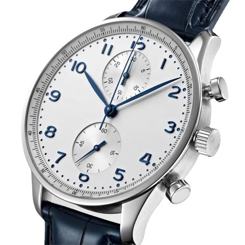 

Luxury mens mechanical watch automatic portugieser blue Leather strap sports male wristwatches