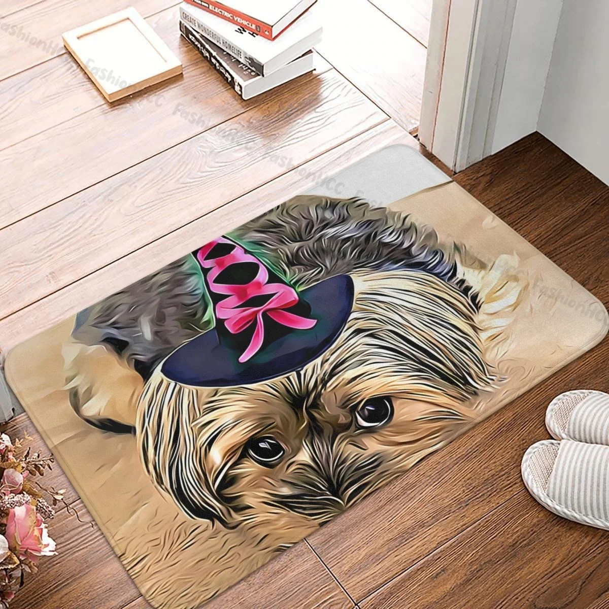 

Yorkshire Terrier Bathroom Mat Cute Yorkie Halloween Gift Doormat Flannel Carpet Outdoor Rug Home Decoration