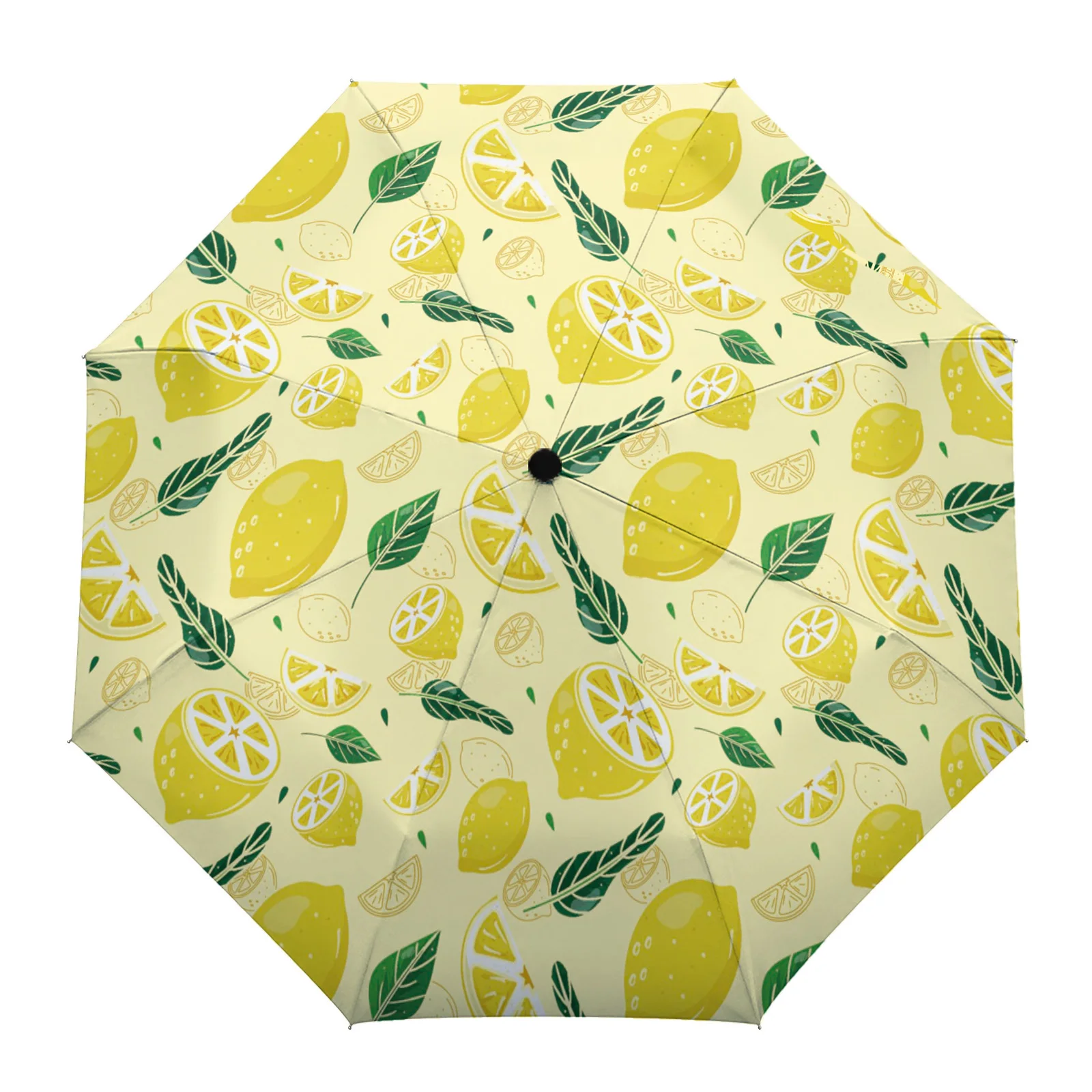 

Lemon Pattern Automatic Umbrella Men Women Rain Windproof Outdoor Travel Sun Three Folding Umbrellas 8 Ribs Gift Parasol